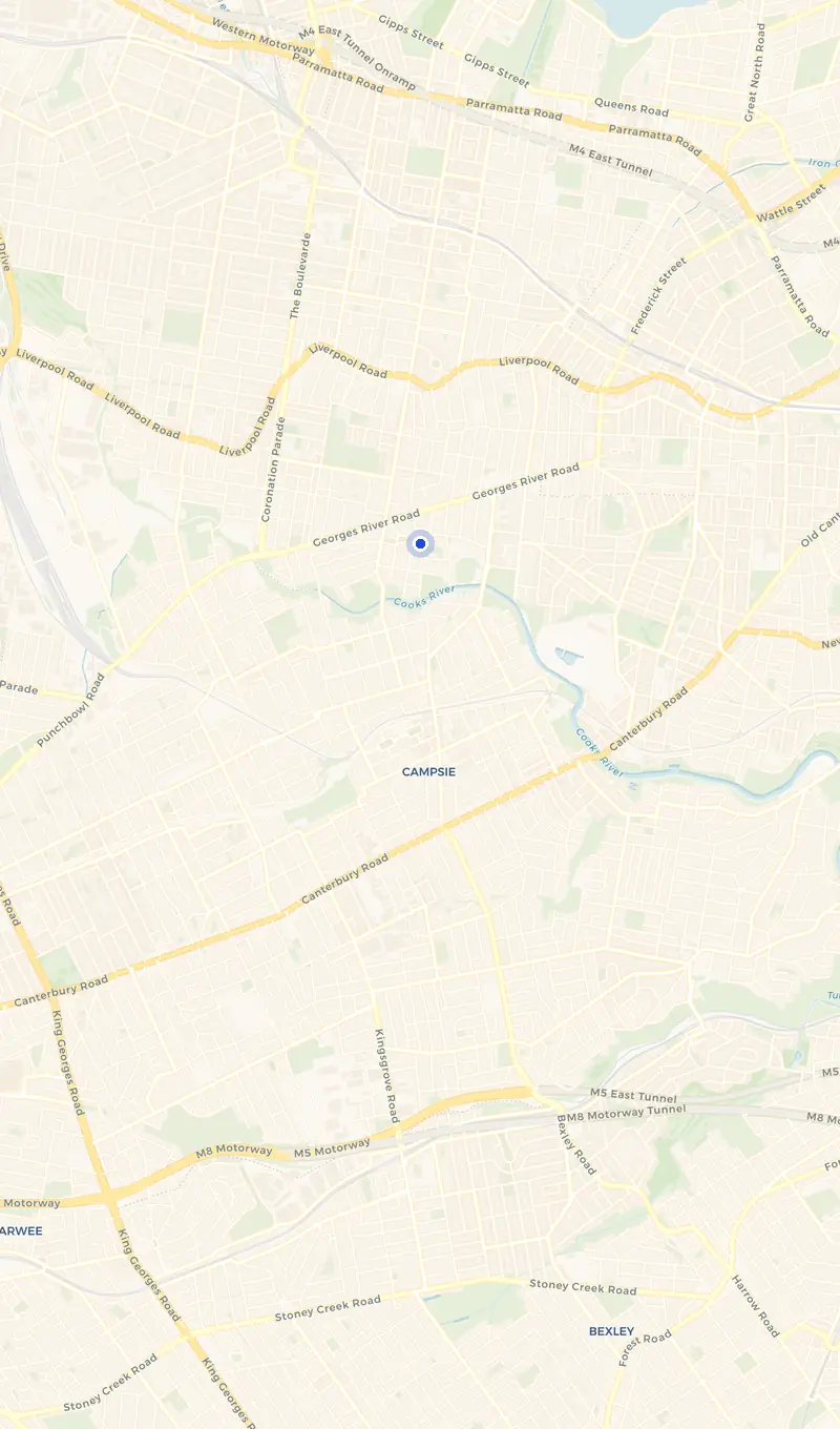 Map of the Croydon Park service area and the surrounding suburbs we cover.