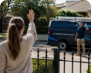 Plumber leaving a completed job in Croydon Park